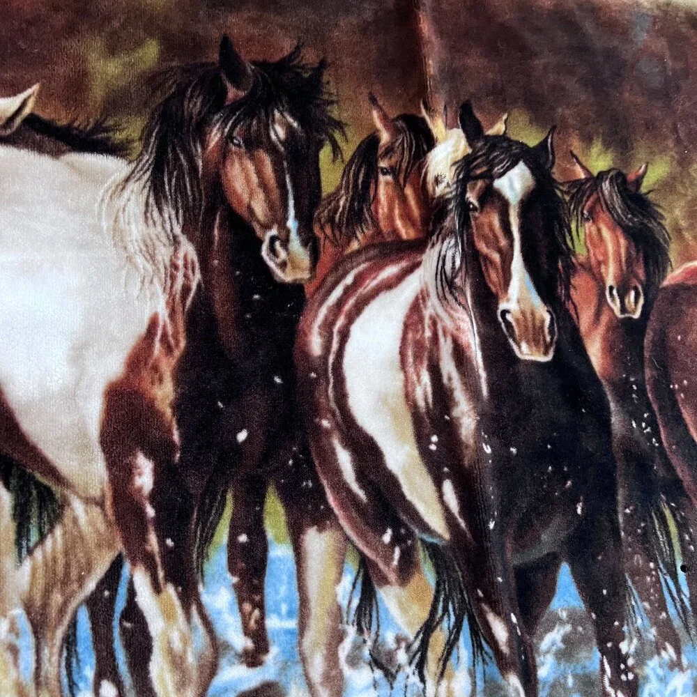 Horses Rush Hour Throw Blanket by Northwest – Plush Soft Fleece 55” x 39” - READ